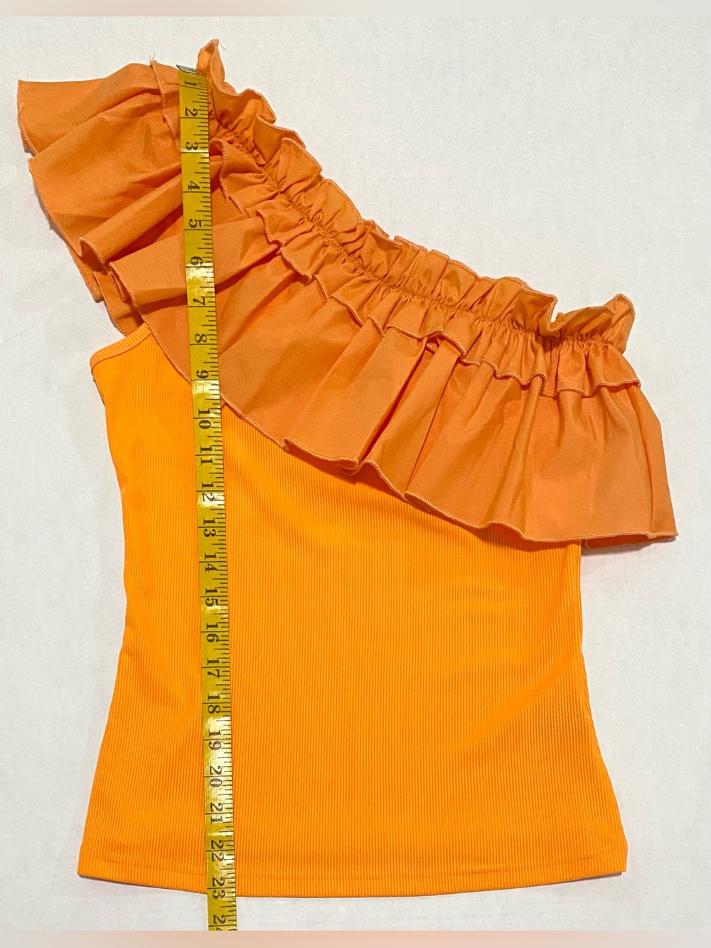 SHEIN Womens M Orange Ruffle Asymmetrical Top Boho Fall 90s Cottagecore Preppy - Picture 11 of 16